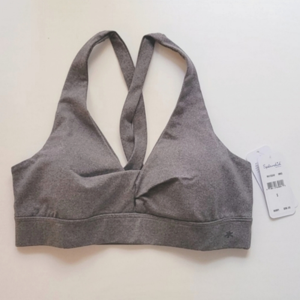 NWT Splendid Sports Bra Twist Front Top Grey Small